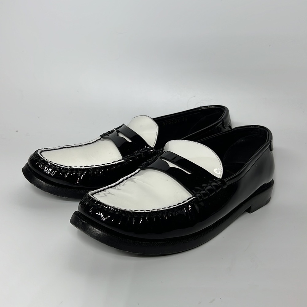 ❌SOLD❌ Saint Laurent Le Loafer Flats in Nero & Blanc Optique 38 - Picture 5 of 10